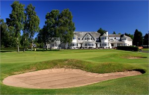 Blairgowrie Rosemount 18th and clubhouse Golf Perthshire