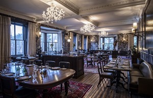 The Fife Arms Braemar The Clunie Dining Room 02 with walls painted by Guillermo Kuitca Untitled 2018 photo credit Sim Canetty Clarke